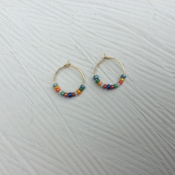 Multicolored Beaded Hoops - Picture 2 of 3